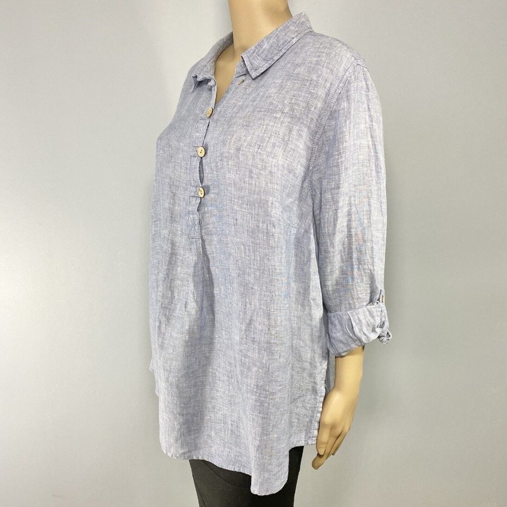 Sigrid Olsen Pullover Tunic Top Size 1x Blue 100%… - image 1